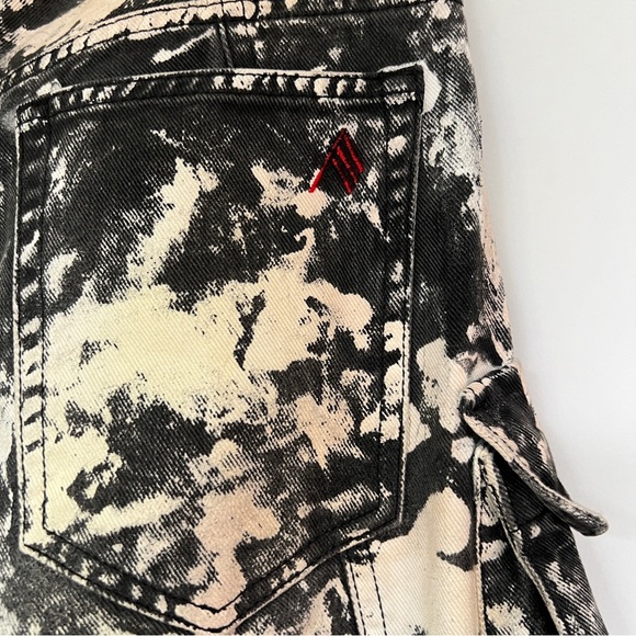 The Attico Fern black cream white abstract camo print wide leg cargo jean pants - Picture 12 of 16